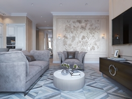 2-х Комнатная квартира 57 кв.м. ЖК "Парадиз" в классическом стиле