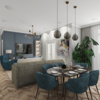 Дизайн 3-х комнатной квартиры в ЖК "Чеховский сквер" в стиле неоклассика