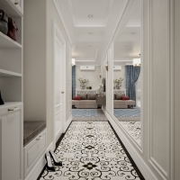 Дизайн студии 28 кв. м в ЖК "Белый ангел" в стиле неоклассика