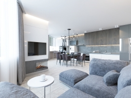 Дизайн 3-х комнатной квартиры 85 кв. м  в ЖК "Белый Ангел" в современном стиле