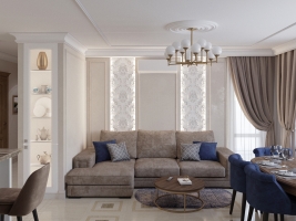 Дизайн 3-х комнатной квартиры в стиле эклектика, ЖК "Белый Ангел"